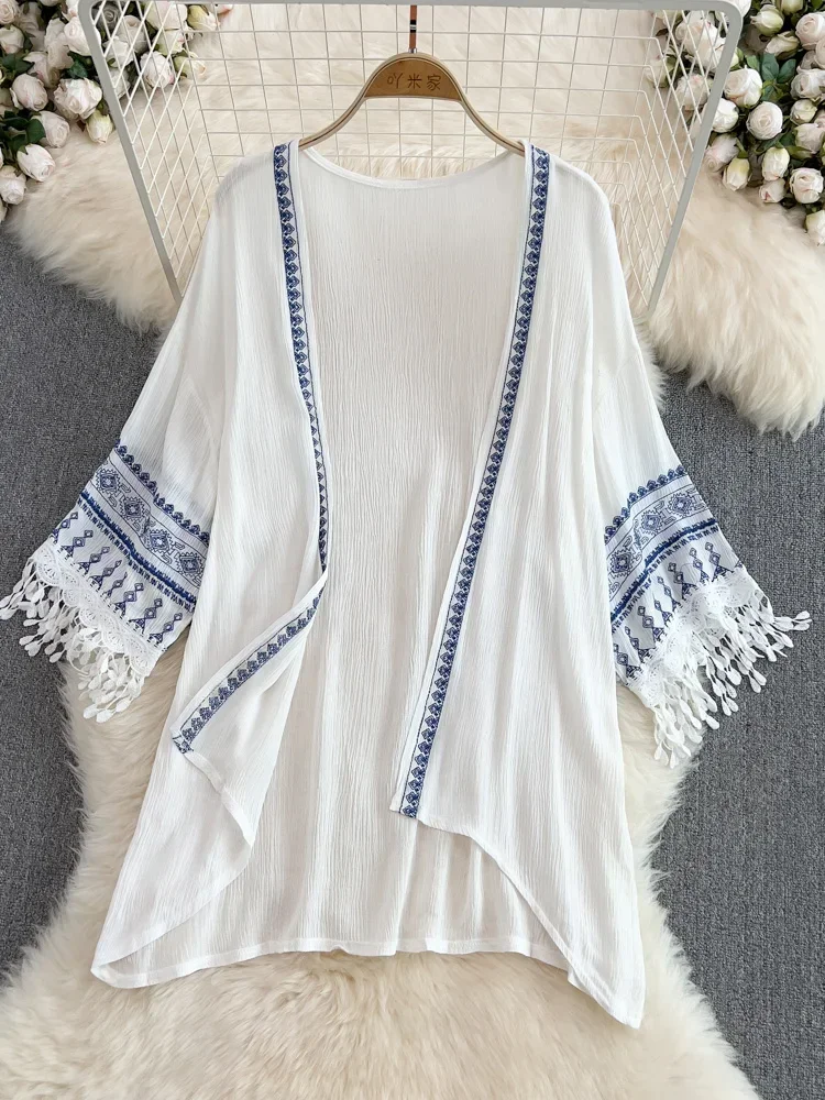 Embroidery Zig Zag Stitch - Zomer Boheemse Etnische Stijl Sjaal Top