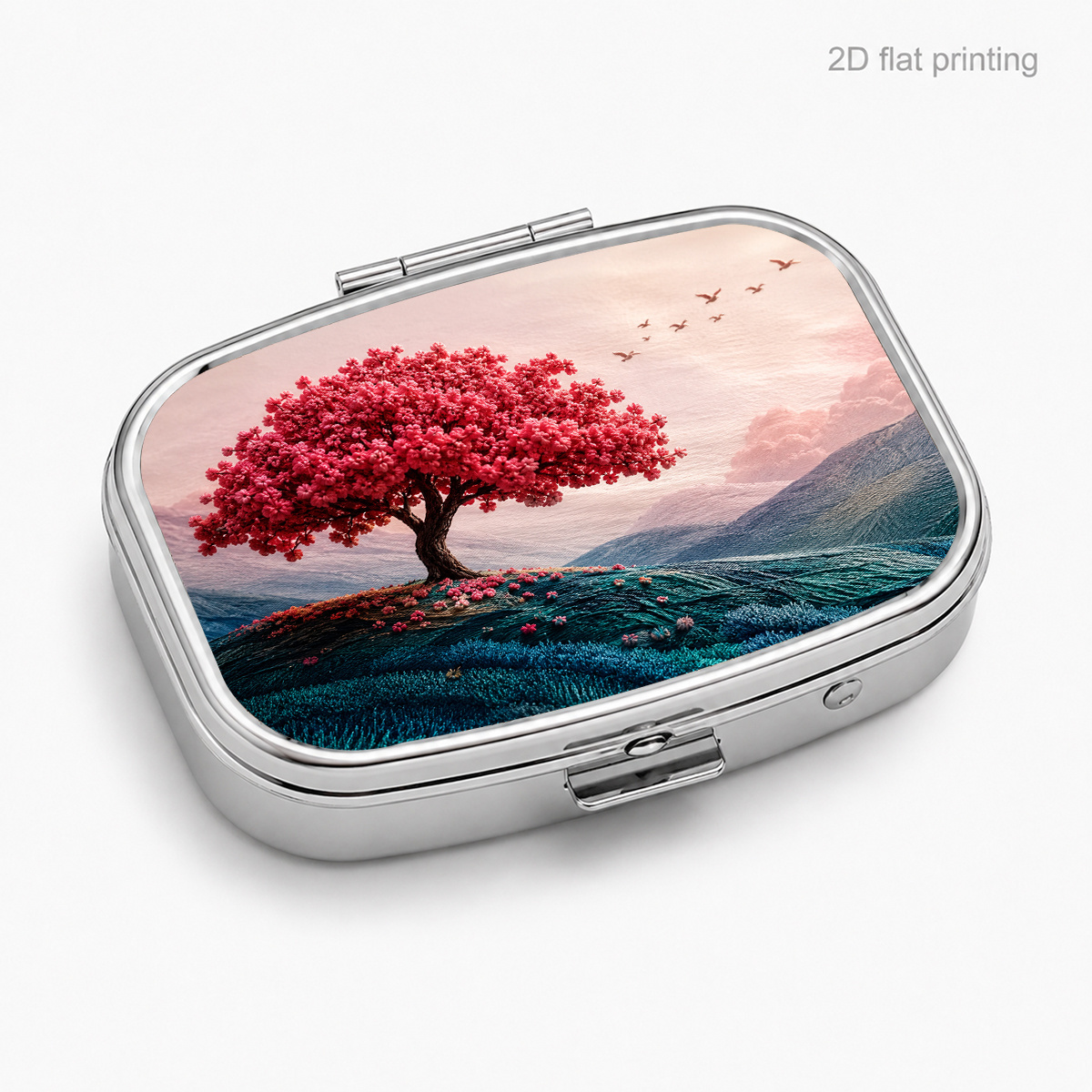 Embroidery Moisturizer - Eén stuk, platte print, roze bloemenboom,