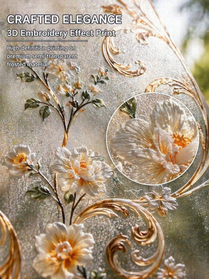 Embroidery Removal - Borduurpatroon Frosted Privacy Window Film Doorschijnend