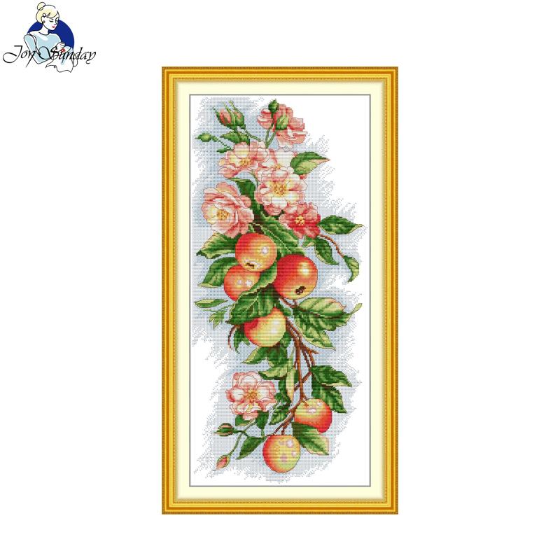 Embroidery X Pattern - Vreugde Zondag Borduurpakket Appels En Bloemen