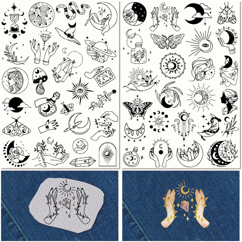 Embroidery Water - 51 Stuks Boho Maan Zon Wateroplosbare