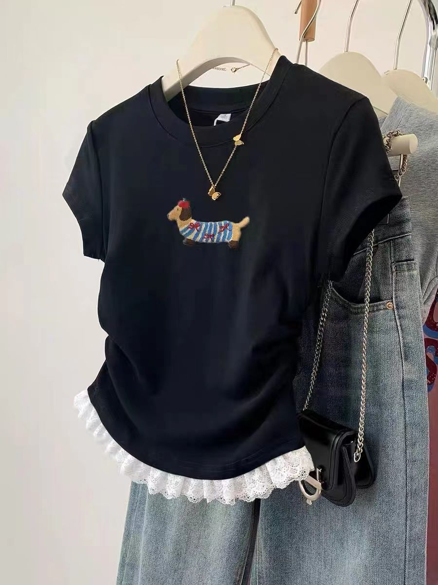 Slim Fit T-shirt met korte mou - Embroidery Moisturizer recensie en prijs
