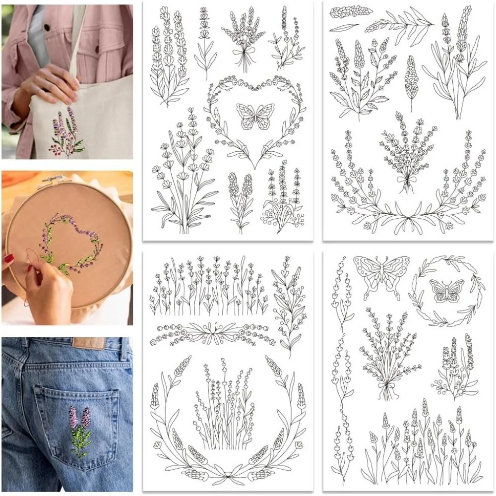 4 vellen lavendelbloem vlinder - Embroidery Sheet recensie en prijs