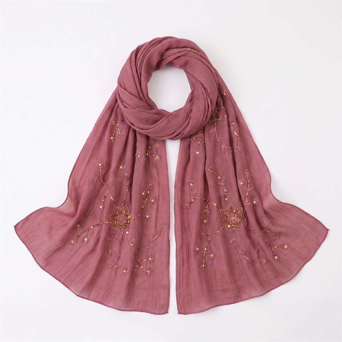 Mode Crinkle Hijab-sjaal met b - Embroidery Fashion recensie en prijs