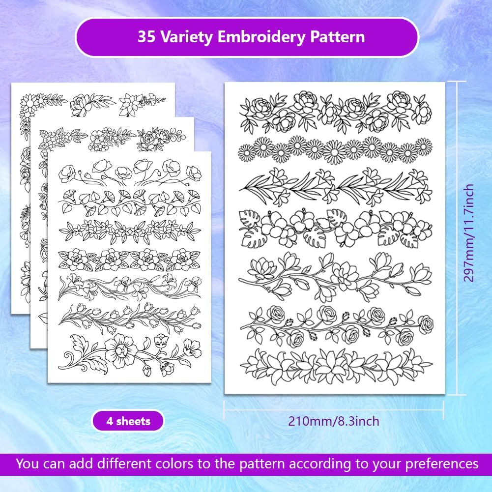 Voorgedrukt groot bloemenrand- - Embroidery Sheet recensie en prijs