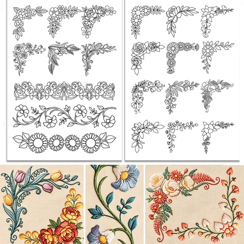 Voorgedrukt groot bloemenrand- - Embroidery Sheet recensie en prijs
