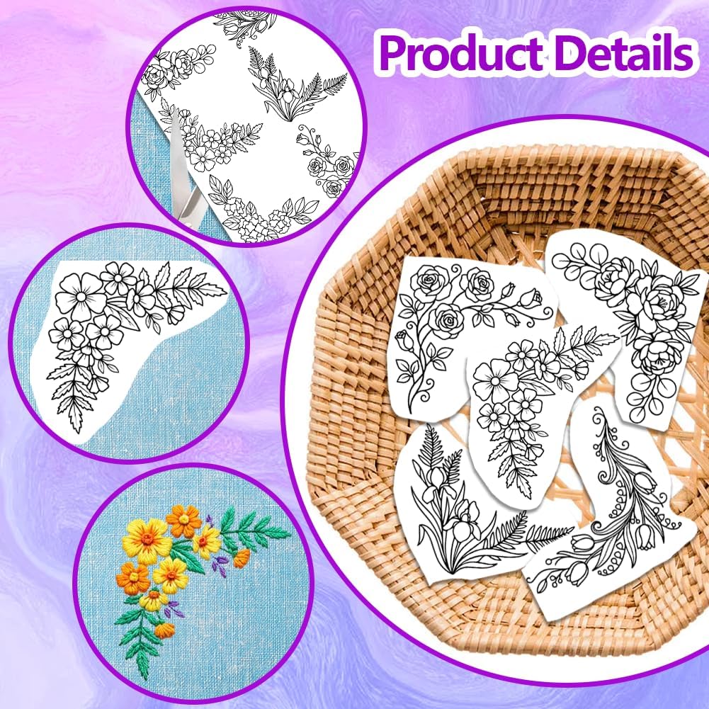 Voorgedrukt groot bloemenrand- - Embroidery Sheet recensie en prijs